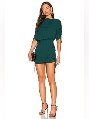 Amanda Uprichard Debra Ruched Mini Dress in Spruce Green, Size XS